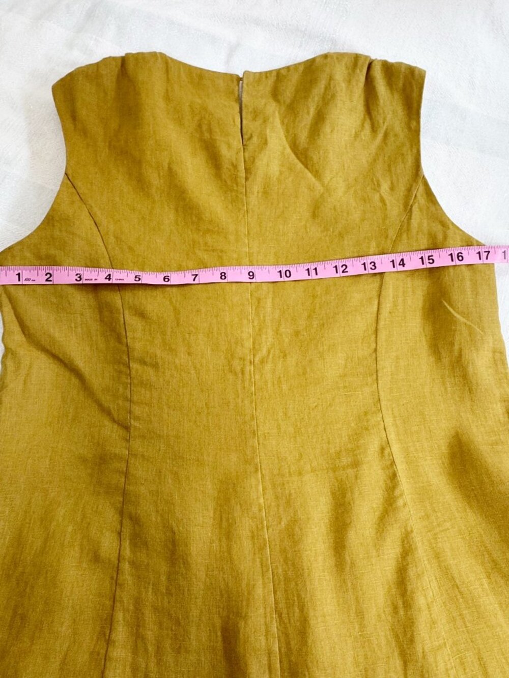 Doen Bennette Dress Golden Olive Linen Sleeveless Pocket Shift Dress Size M - Picture 5 of 14